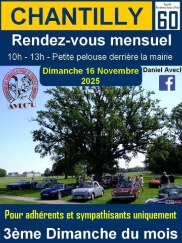 Chantilly Rendez-vous mensuel de voitures AVEC L