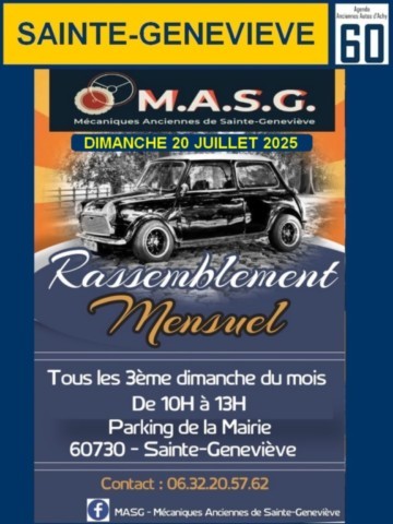 Sainte-Geneviéve Rendez-vous mensuel - 3ème dimanche du mois Mécaniques Anciennes MASG
