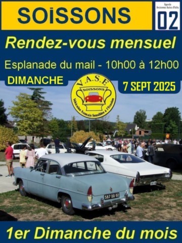Soissons Rendez-vous mensuel de voitures anciennes Association V-A-S-E